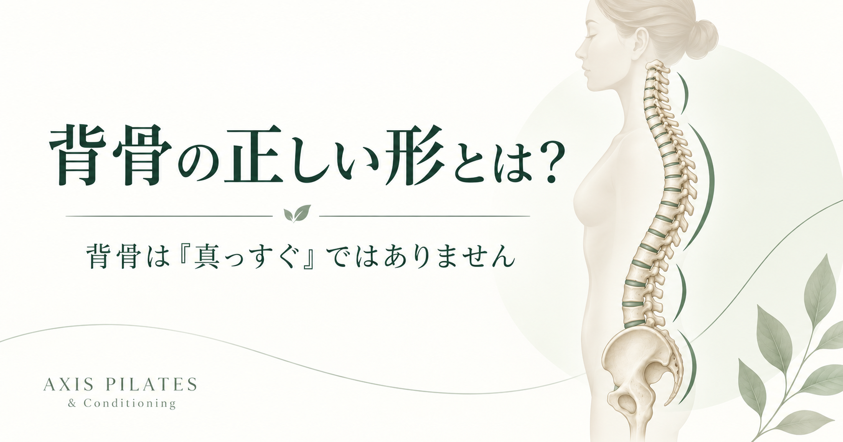 横から見た自然なS字カーブの背骨を示した、背骨の正しい形についてのアイキャッチ画像。